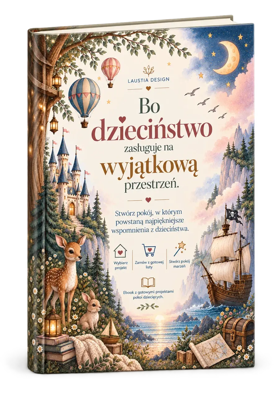 Okładka ebooka „Bo dzieciństwo zasługuje na wyjątkową przestrzeń” – 8 gotowych projektów pokoi dziecięcych